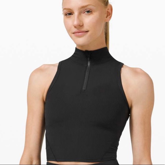 lululemon athletica Tops - Lululemon rib zip cropped run tank (new w/tag)
